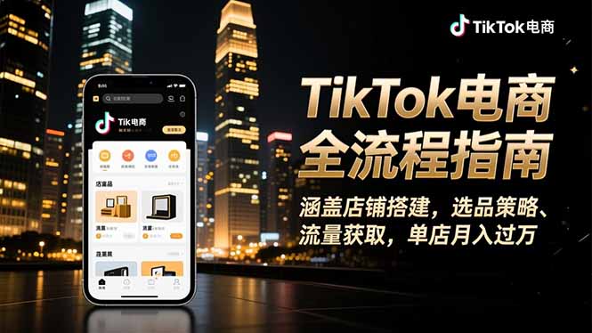 TikTok电商全流程指南，涵盖店铺搭建、选品策略、流量获取，单店月入过万-冒泡网