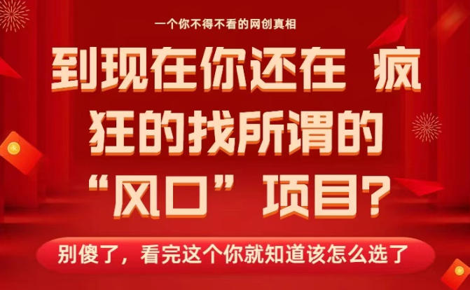 马上26年了，你还在找所谓的风口项目？别傻了，看完这个你全都懂了！【揭秘】-冒泡网