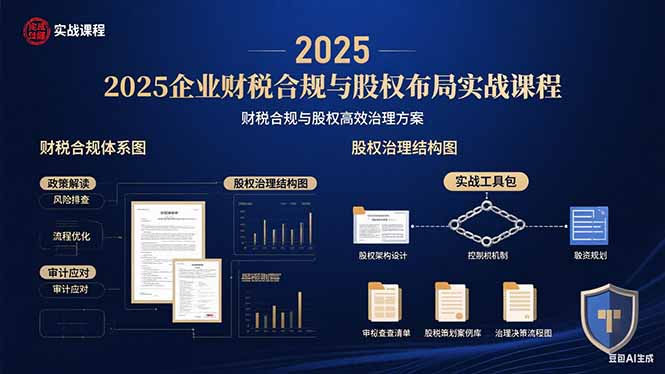 2025企业财税合规与股权布局的实战课程：财税合规与股权高效治理方案-冒泡网