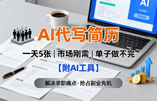 AI代写简历，一天5张，今年找工作难，市场刚需，单子做不完【附AI工具】-冒泡网