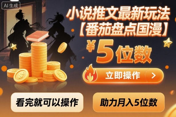 小说推文最新玩法，助力月入5位数【番茄盘点国漫】玩法，看完就可以操作-冒泡网