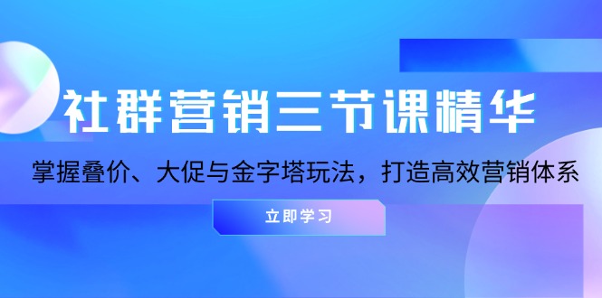 社群营销三节课精华：掌握叠价、大促与金字塔玩法，打造高效营销体系-冒泡网