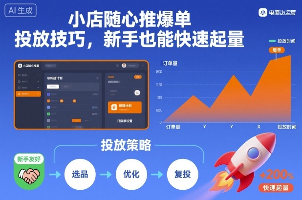 小店随心推爆单投放技巧，新手也能快速起量-冒泡网