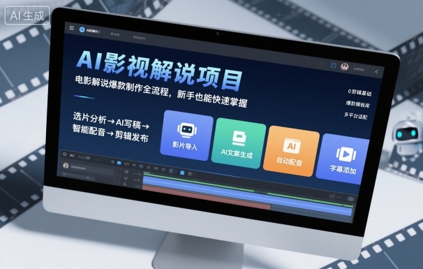 AI影视解说项目，电影解说爆款制作全流程，新手也能快速掌握-冒泡网