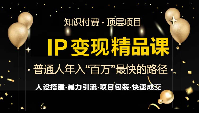 IP变现最新精品课程，知识付费全流程+最强引流术+小白避坑指南-冒泡网