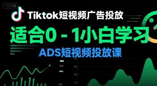 Tiktok短视频广告投放，适合0-1小白学习ADS短视频投放课-冒泡网