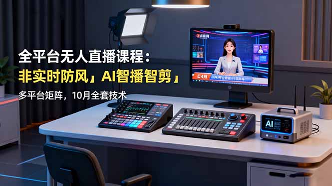 全平台无人直播课程：非实时防风＋AI智播智剪＋多平台矩阵，10月全套技术-冒泡网