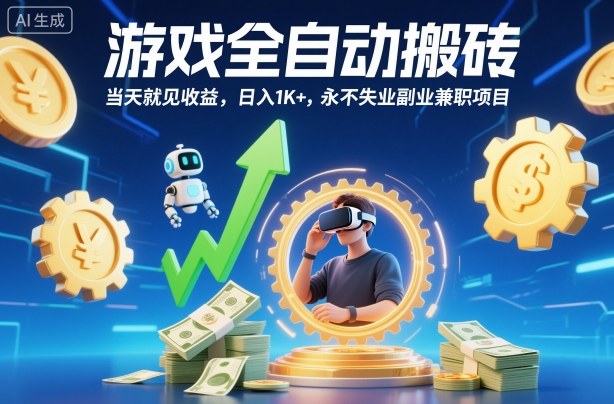 游戏全自动搬砖，当天就见收益，日入1K+，永不失业副业兼职项目【揭秘】-冒泡网